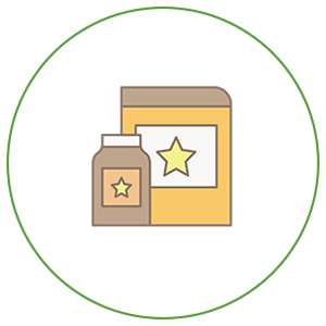 Icon of quality products in green circle
